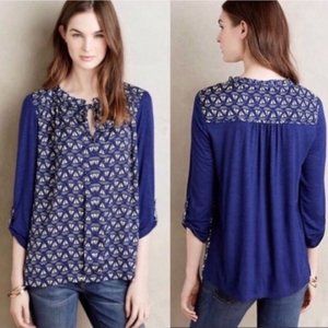 Anthropologie Meadow Rue Evella Blue Sailboat Top Women's Size Large